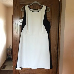 LOFT White and Black Colorblock Dress